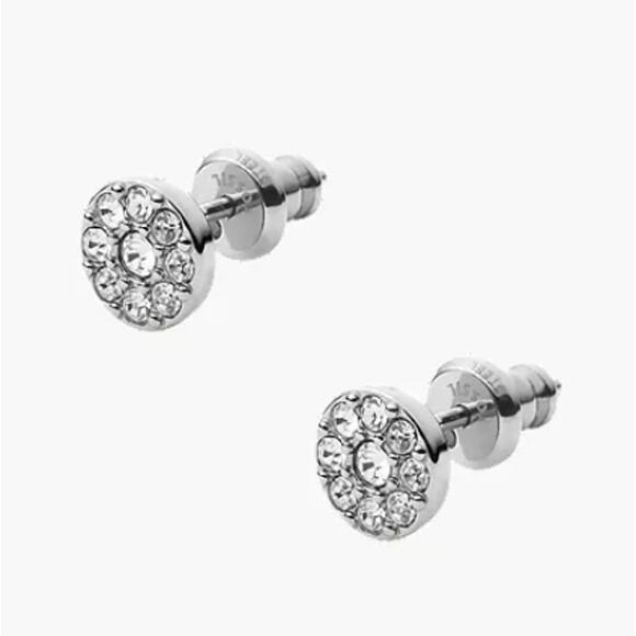 Fossil Ellis Disc Silver-Tone Stainless Steel Stud Earrings - NWT - Picture 2 of 5